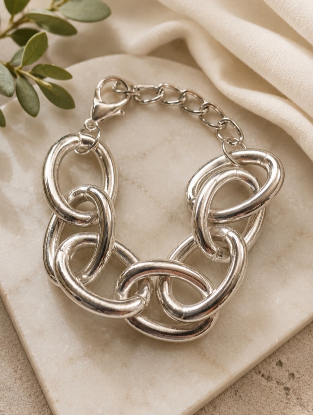Chunky Silver-Tone Link Bracelet